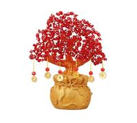 Meditation Crystal Money Tree Feng Shui Bonsai Blessing Bag Potted Plant for Fortune Money Good Luck Wealth Prosperity and Success Citrine Gemstone Tree Healing(Red)
