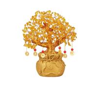 Meditation Crystal Money Tree Feng Shui Bonsai Blessing Bag Potted Plant for Fortune Money Good Luck Wealth Prosperity and Success Citrine Gemstone Tree Healing(Yellow)