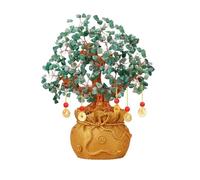 Meditation Crystal Money Tree Feng Shui Bonsai Blessing Bag Potted Plant for Fortune Money Good Luck Wealth Prosperity and Success Citrine Gemstone Tree Healing(Green)