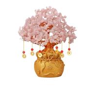 Meditation Crystal Money Tree Feng Shui Bonsai Blessing Bag Potted Plant for Fortune Money Good Luck Wealth Prosperity and Success Citrine Gemstone Tree Healing(Pink)
