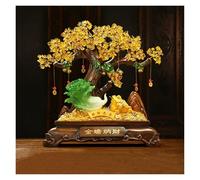 Meditation Crystal Wealth Tree Feng Shui Decoration, Imitation Jade Four Seasons Fortune Jade Cabbage Ornament, Lucky Money Toad Crystal Tree, Home Decor Desk Decoration Healing(Large)
