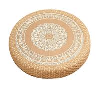 Meditation Cushion - Round Straw Fabric Cushion for Floor Seating, Inspired Comfort Seat, Decorative Craft Accent | for Fireplace, Outdoor Yoga, Living Room, Tea