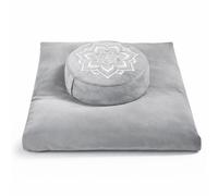 Meditation Cushion Set with Washable Velvet Cover,Buckwheat Hull & Memory Foam Floor Seat for Adults and Children, Ideal for Yoga, Sitting, Reading and Floor Seating,Luxury & Supportive (Grey)
