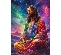 Meditation Diamond Art Kits for Adults,Full Round Drill Dot Colorful Jesus Diamond Painting Kits for Adult Beginners Meditate,5D DIY Gem Art and Craft Paint by Diamonds Faith,Home Wall Decor 12X16Inch