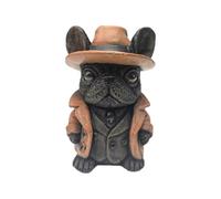 Meditation Dog Statue, Puppy Yoga Pug Decoration Resin Outdoor Figure for Home, or Car Accessories (Brown Dog) Krg489 (Black, 9cm)