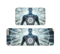 Meditation Fantasy Yoga Lovers Rug Cushioned Kitchen Rugs Sets Of 2 Comfort Standing Mat For Home Decor Sink,Kitchen Mats For Floor Non Slip Washable ，Laundr 17"X47"+17"X30"