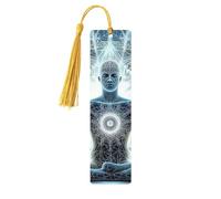 Meditation Fantasy Yoga Lovers Unique Double-Sided Artwork Printed Wooden Bookmarks, Artistic Book Accessories Birthday Presents for Men Women Presents for Book Lovers
