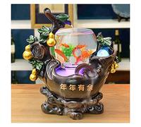 Meditation Fountain 18.1 Inch Desktop Relaxation Waterfall Feature Handmade Resin Fountain Lucky Feng Shui Wheel Tea room Desktop Decoration Zen Tabletop Water Fountain