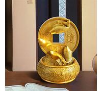 Meditation Fountain Creative Wealth Feng Shui Desktop Ornaments Gold Fish Money Figurines Tabletop Flowing Water Waterfall Fountain Decoration Zen Tabletop Water Fountain