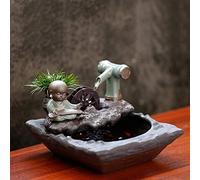 Meditation Fountain Office Desktop Ceramic Fountain Home Living Room Small Aquarium Zen Fountain Feng Shui Wheel Lucky Decoration Decoration, Zen Tabletop Water Fountain