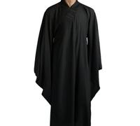 Meditation Gifts,buddhism for beginners Buddhist Clothes Robe Meditation Long Coat Monk Clothing Shaolin Monk Kung Fu Suits Meditation Uniforms Buddhist Zen Lay Robe (Color : Black