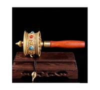 Meditation Gifts,buddhism for beginners Hand Held Prayer Wheel Buddhist Prayer Wheel An Ultra-smooth And Silent Hand-cranked Sutra Wheel For Tibetan Buddhism (Color : Gold, Size :