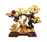 Meditation Graceful Crane Crystal Tree - Golden Citrine Gemstone Decor for Wealth and Prosperity, Exquisite Feng Shui Crane Statue for Home or Office Healing(Gold,Large)