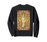 Meditation Hand Lotus Stained Glass Spiritual Zen Yoga Sweatshirt