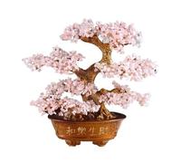 Meditation Harmony and Prosperity Crystal Tree Bonsai, Feng Shui Balancing Home Ornament Healing(Pink)