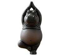 Meditation Hippopotamus Statue Multi-Purpose Creative Animal Yoga Ornament Wear Resist Serene Resin Hippo Figurine Zen Meditation Gifts
