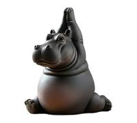 Meditation Hippopotamus Statue Multi-Purpose Creative Animal Yoga Ornament Wear Resist Serene Resin Hippo Figurine Zen Meditation Gifts