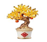Meditation Home Crystal Fortune Tree Bonsai, Living Room Entryway Wine Cooler Decorations Healing(White)