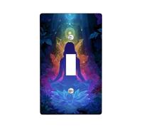 Meditation Light Switch Cover Plate/Outlet Covers, Blue Water Lily Design for Tranquil Spaces, Thermoplastic Wall Plates, Standard Size Single Toggle