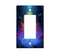 Meditation Light Switch Cover Plate/Outlet Covers, Blue Water Lily Design for Tranquil Spaces, Thermoplastic Wall Plates, Standard Size Single Rocker