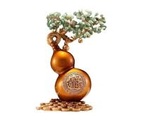 Meditation Living Room Wine Cooler Ornaments, Fortune Gourd Crystal Tree, Home Office Decorations Healing(Green)