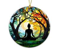 Meditation Ornament 2025 - Yoga Mindfulness Ornament for Spiritual Healing, Zen Relaxation, Stress Relief, Tree of Life Spiritual Gift, Yoga Lover, Inspirational Christmas Decor for Women & Men