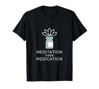 Meditation Over Medication Lotus Yoga Mindfulness Design T-Shirt