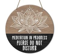 Meditation Room Decor, Please Do Not Disturb, Gifts for Yoga Instructor Lover, Meditation in Progress.Home Office Farmhouse Yard Garden Synthetic Round Wood Sign 12 x 12 inch