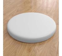 Meditation Round Floor Cushion - Faux Leather Memory Foam Circular Floor Seat Pillows Solid Thick Sitting Pad Pouf for Tatami Yoga Dining Chair Living Room Balcony Outdoor Reading Nook (12in,White)