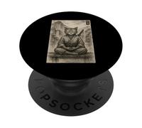 Meditation Samurai Cat Ukiyo-e Edo Japanese Warrior PopSockets Adhesive PopGrip