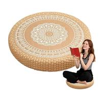 Meditation Seat Cushion - Round Hand Woven Floor Cushion | Non Slip Comfortable Mat for Living Room Outdoor Yoga and Meditation Practices