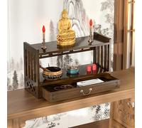 Meditation Shrine Buddhist Altar Table, Buddha Statue Spiritual Prayer, Offering To Saints, Greek Altar, Catholic Relatives And Ancestors Counter, (Size:52*25*28cm/20.4*9.8*11.0in,Color:Walnut)