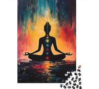 Meditation Silhouette 1000 Piece Jigsaw Puzzle for Adults Chakras Yoga 1000 Pieces Puzzle Game Relaxation Gift 38x26cm/1000pcs