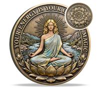 Meditation Spiritual Coin - Meditation Challenge Coin, for Meditation, Yoga, or Daily Mindfulness Practices with Protective Case, Antique Finish