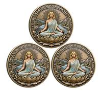 Meditation Spiritual Coin - Meditation Challenge Coin, for Meditation, Yoga, or Daily Mindfulness Practices with Protective Case, Antique Finish