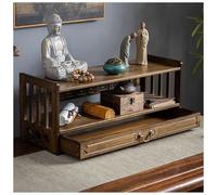 Meditation Table - 3-Tier Solid Wood Altar Table with Drawer, Natural Bamboo Shrine for Home Prayers, Zen Style Storage Cabinet, Spiritual Altar Desk