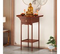 Meditation Table, Altar Cabinet with Pull-Out Storage, Puja Table for Homes and Temples - Personal Shrine Stand for Ancestral Halls