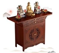 Meditation Table Altar Table with Storage Altar Cabinet, Retro Chinese Style Personal Shrine Stand Prayer Meditation Table for Living Room(Reddish Brown,100cm/39.4in)
