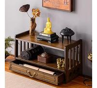 Meditation Table with Drawer - Puja Table for Prayers, Worship, and Relaxing Tea Time - Desktop Storage Rack for Jars, Plants, and Books