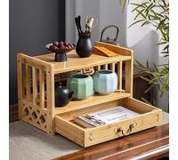 Meditation Table with Drawer - Versatile Puja Table for Prayers, Buddhist Tea Table, Desktop Storage Rack for Jars, Plants & Books - Spiritual Home Decor & Organizing Solution