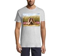 Meditation Yoga Pose Girl in The Nature Crew Neck Cotton Men's T-Shirt Ash Small