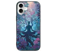 Meditation Yoga Roots Branches Leaves Glass Case Compatible with iPhone 16 Plus Pro Max Protective Cover