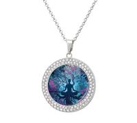 Meditation Yoga Roots Branches Leaves Womens Pendant Necklace Sliver Gold Charms Necklaces Circle Fashion Jewelry