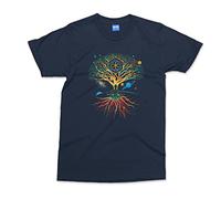 Meditation Zen Tree of Life Graphic T-Shirt - Lightweight & Breathable Round Neck Cotton T-Shirt - Psychedelic Buddhist Mystical Print Tee - Blue - 2XL