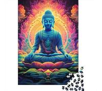 Meditative Buddha Colorful Aura 1000 Piece Jigsaw Puzzle Jigsaw Puzzle for Adults Relaxing Focus Home Decor Gift 38x26cm/1000pcs