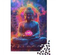 Meditative Buddha Colorful Aura 1000 Piece Jigsaw Puzzle Paper for Adults Relax Decor 52x38cm/1000pcs