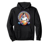 Meditative Handpan player in front of a mandala 1 - Fan Fun Pullover Hoodie