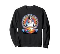 Meditative Handpan player in front of a mandala 1 - Fan Fun Sweatshirt