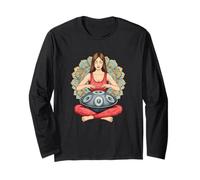 Meditative Handpan Player in Front of a Mandala 2 - Fan Fun Long Sleeve T-Shirt