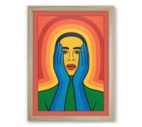 Meditative Presence Japandi Framed Wall Art Print A2 (59.4×42cm) Oak, Wall Decor for Living Room, Bedroom, Office & Home, Ready to Hang, Art Gift